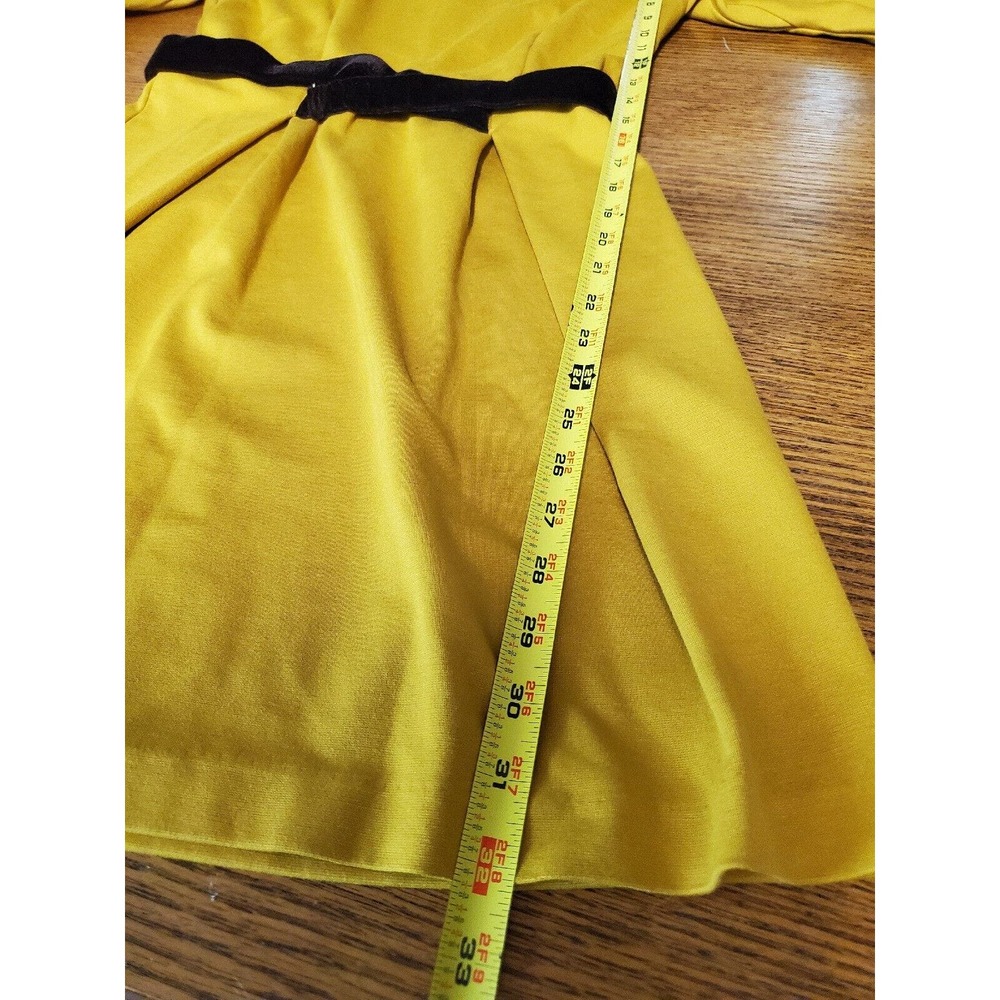 Girls From Savoy XS Mustard Yellow Velvet Belt Ponte Knit Dress Anthropologie - Picture 9 of 10